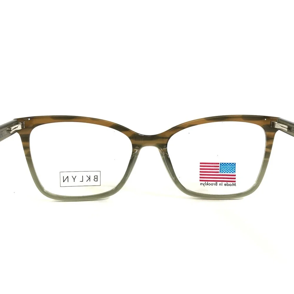 BKLYN Eyeglasses Frames CROWN GRNTG Green Brown Striped Cat Eye 55-18-145